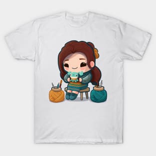 Chibi Knitting Mom T-Shirt